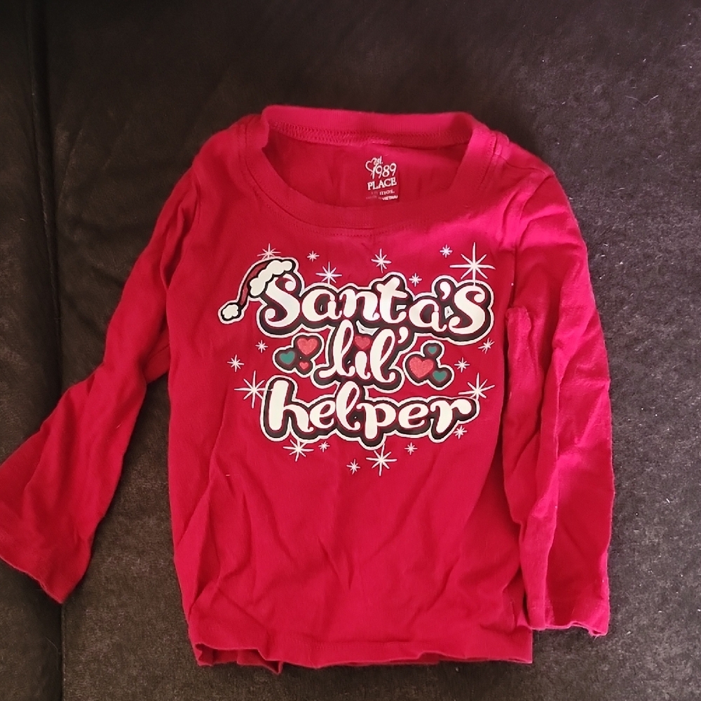 The Children's Place Festive Red Santa's Helper Long Sleeve Tee